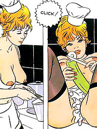 Chef cuts up babe in comic pictures at find-best-panties.com