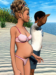 Pregnant 3d girl beach play pictures