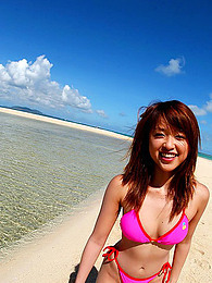 Japanese girl in pink bikini