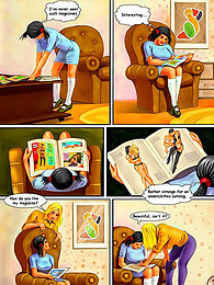 Lesbian sex in colorful comic pictures