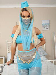 Lingerie Mania presents: Lauren Louise from Layered-Nylons as a sexy genie wearing sheer pantyhose over white stockings